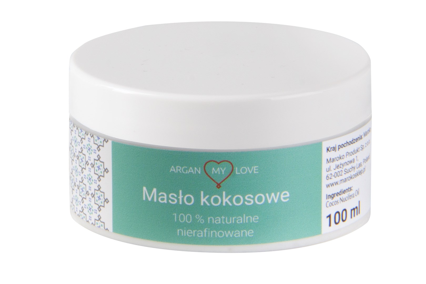 OLEJ KOKOSOWY NIERAFINOWANY KOSMETYCZNY 100ml TŁOCZONY NA ZIMNO